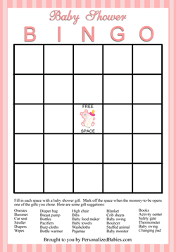 Baby shower bingo game printable